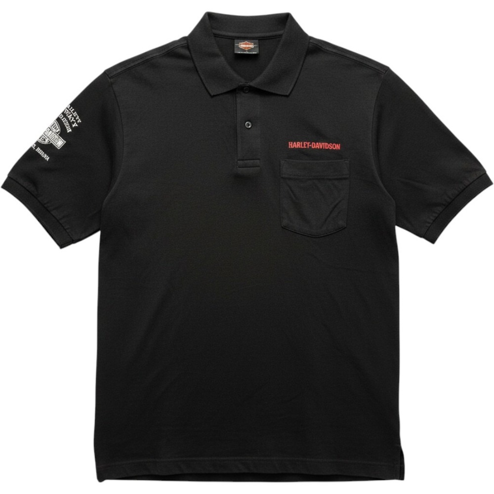 Harley Davidson Mens XL Black Polo Shirt Jim Bailey Fort Wayne 1993 Vintage 90s